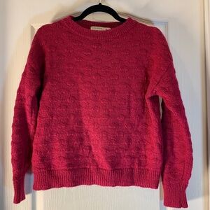 Line Amaglia Knit Sweater – Made in Italy – Textured Shell Pattern – Burgundy‎